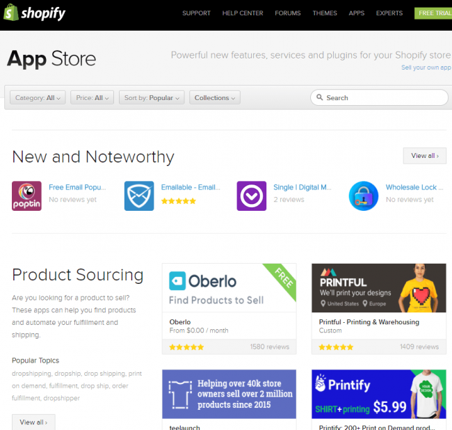 Shopify app store